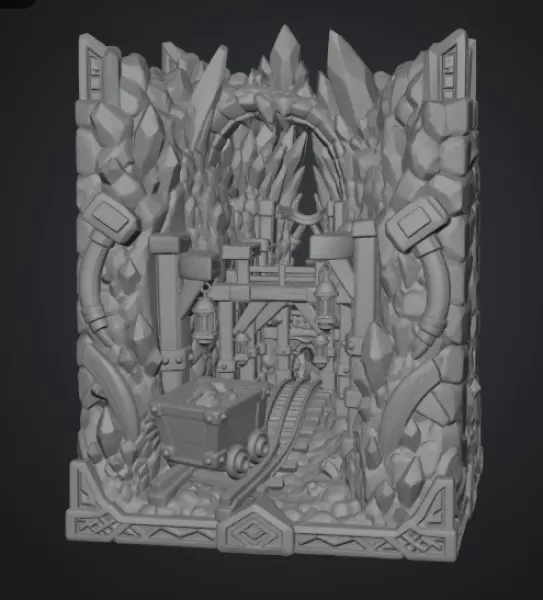 Fantasy Mining Tunnel Book Nook STL File for 3D Print - Model preview 18