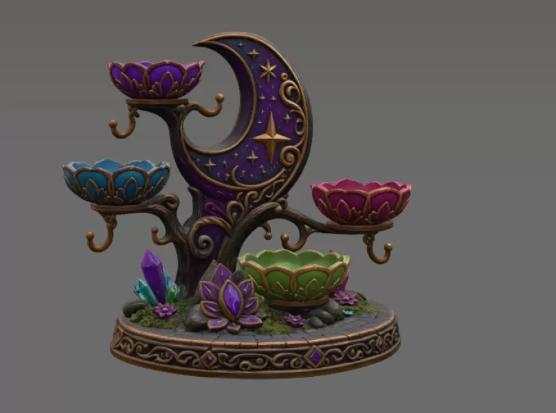 Celestial Moon Jewelry & Key Organizer STL File for 3D Print - Model preview 10