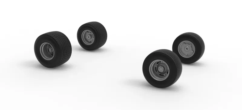 Wheel Set of Vintage Dirt late model Race car Scale 1:25 - Model preview 10