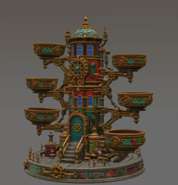 Steampunk Key & Jewelry Organizer STL File for 3D Print - Model preview 8