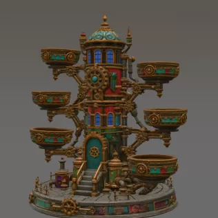 Steampunk Key & Jewelry Organizer STL File for 3D Print - Model thumbnail 8