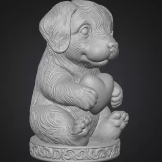 Cute Puppy Pendant — Heart Holding Figurine - Model thumbnail 4