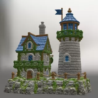 Coastal Lighthouse Cottage STL File for 3D Print - Model thumbnail 10