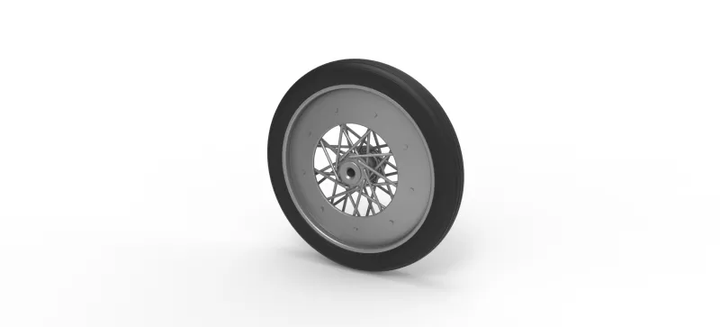 Front wire wheel of vintage dragster Version 3 Scale 1:25 - Model preview 7