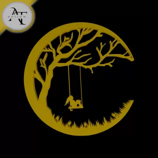 Girl on a swing - Silhouette - 2D Wall Art Decor