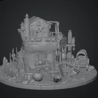 Desert Trading Post Fantasy Western Village STL File for 3D - Model thumbnail 14