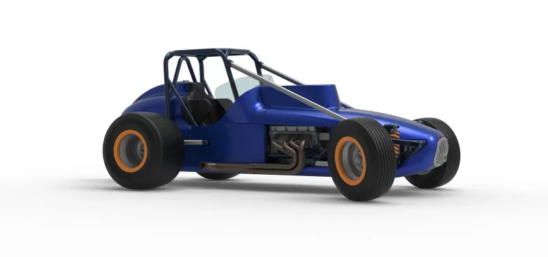 Dirt Silver Crown Champ car while turning Scale 1:25 - Model preview 25