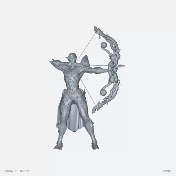 Armored Fantasy Archer Statue - STL - Model preview 1