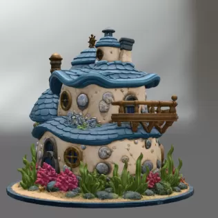Seaside Fantasy Cottage STL File for 3D Print - Model thumbnail 11