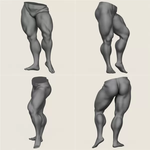 Muscular Man Leg Pose Collection - Model preview 6