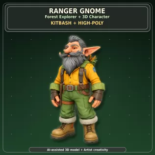 Garden Gnome Character Pack – Fantasy Garden Worker Kitbash - Model thumbnail 4