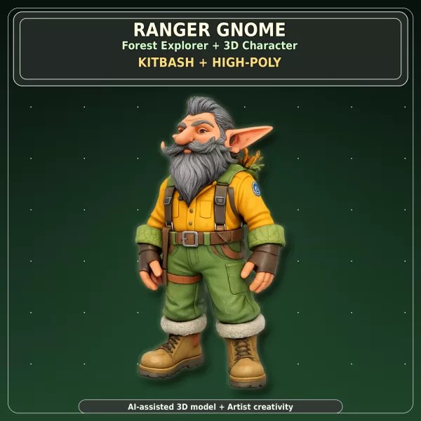 Garden Gnome Character Pack – Fantasy Garden Worker Kitbash - Model preview 4