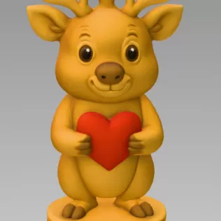 Cute Deer with Heart – 3D Printable STL File - Model thumbnail 3