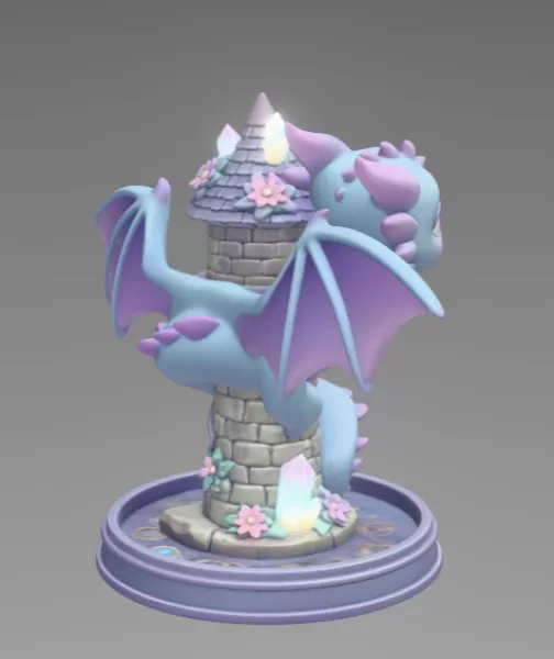 Tower Dragon Key or Jewelry Holder STL File for 3D Print - Model preview 8