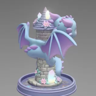 Tower Dragon Key or Jewelry Holder STL File for 3D Print - Model thumbnail 8