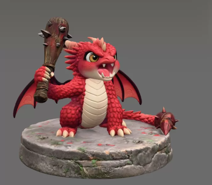 Angry Warrior Dragon STL File for 3D Printing - Model preview 6