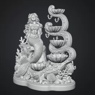 Mermaid Shell Jewelry Organizer STL File for 3D Print - Model thumbnail 15