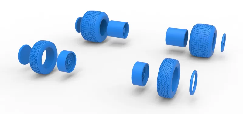 Wheel Set of Vintage Dirt Silver Crown Car Scale 1:25 - Model preview 12