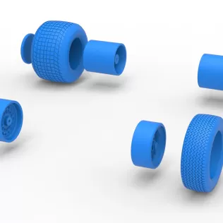 Wheel Set of Vintage Dirt Silver Crown Car Scale 1:25 - Model thumbnail 12