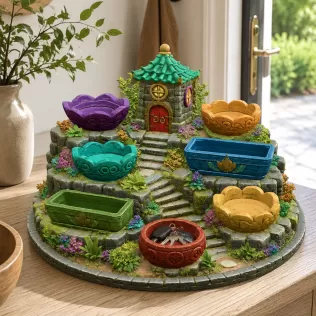 Fantasy Village Jewelry Organizer STL File for 3D Print - Model thumbnail 2