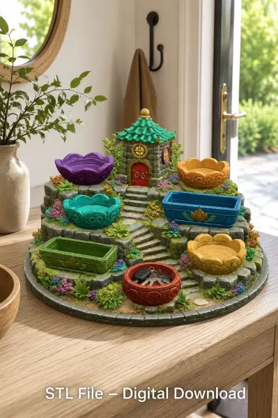 Fantasy Village Jewelry Organizer STL File for 3D Print - Model preview 2
