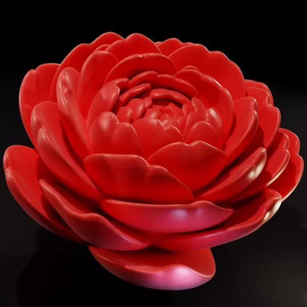 Blooming Camellia Flower 3D printable model - Model preview 2