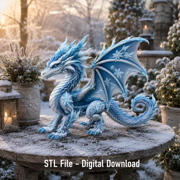 Winter Frost Dragon STL File for 3D Print - Model preview 3