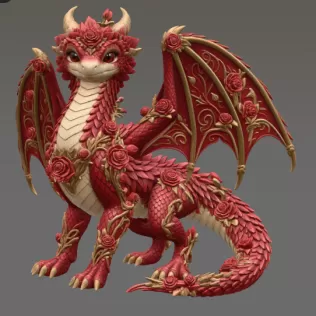 Crimson Rose Dragon STL File for 3D Print - Model thumbnail 8