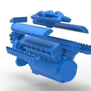 Engine V12 of Vintage Dragster Version 2 Scale 1:25