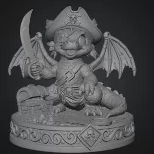 Cute Treasure Hunter Dragon STL File for 3D Printing - Model thumbnail 8