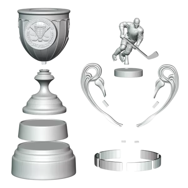 Trophy Hockey Champion Premium – 3D Printable Model - Model preview 8