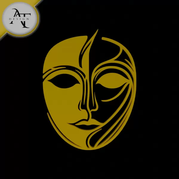 Mask Two Side - Silhouette - 2D Wall Art Decor - Model preview 1