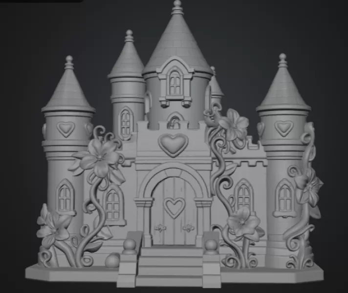 Enchanted Heart Blossom Castle STL File for 3D Print - Model preview 11