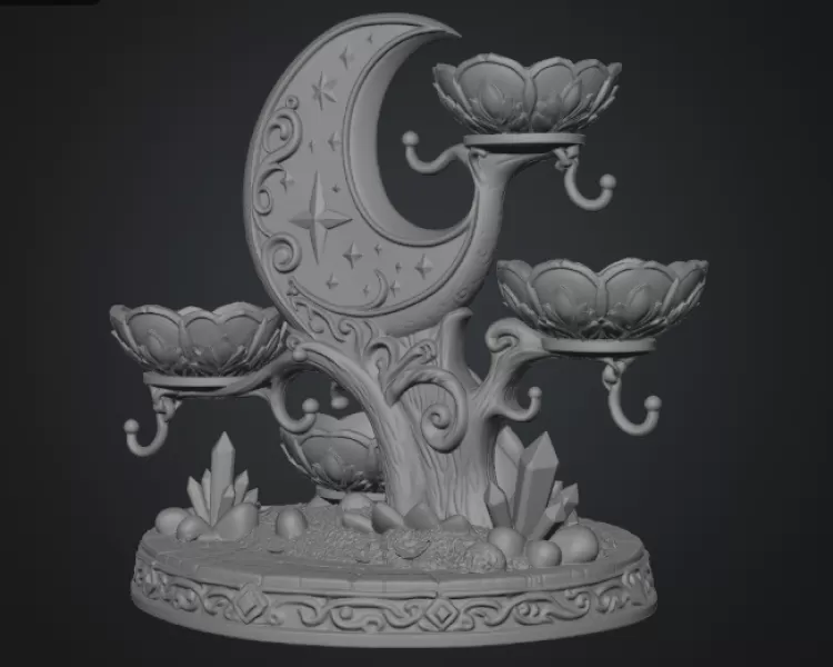 Celestial Moon Jewelry & Key Organizer STL File for 3D Print - Model preview 14