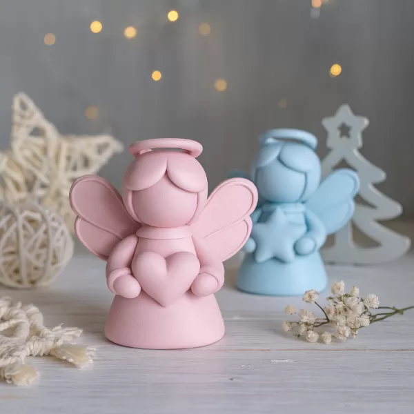 Cute Christmas Angel Figure Set | 2 pcs Guardian Angels | Heart - Model preview 6