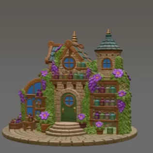 Enchanted Herbalist Cottage STL File for 3D Print - Model thumbnail 4