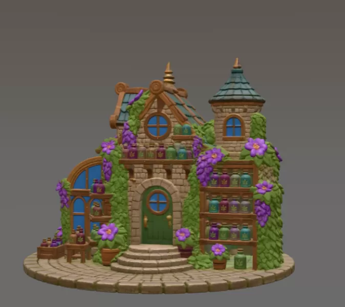 Enchanted Herbalist Cottage STL File for 3D Print - Model preview 4