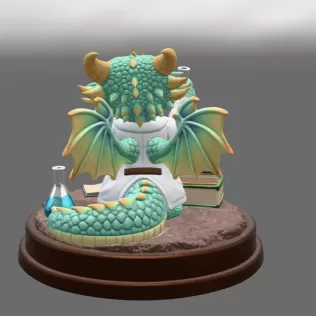 Cute Scientist Dragon Figurine STL File for 3D Print - Model thumbnail 5