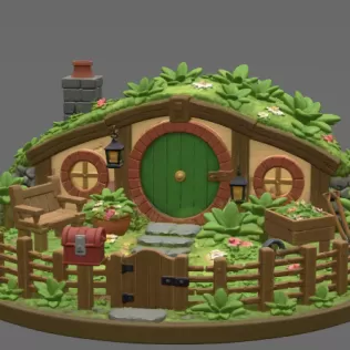 Cozy Hobbit Garden Cottage STL File for 3D Print - Model thumbnail 6