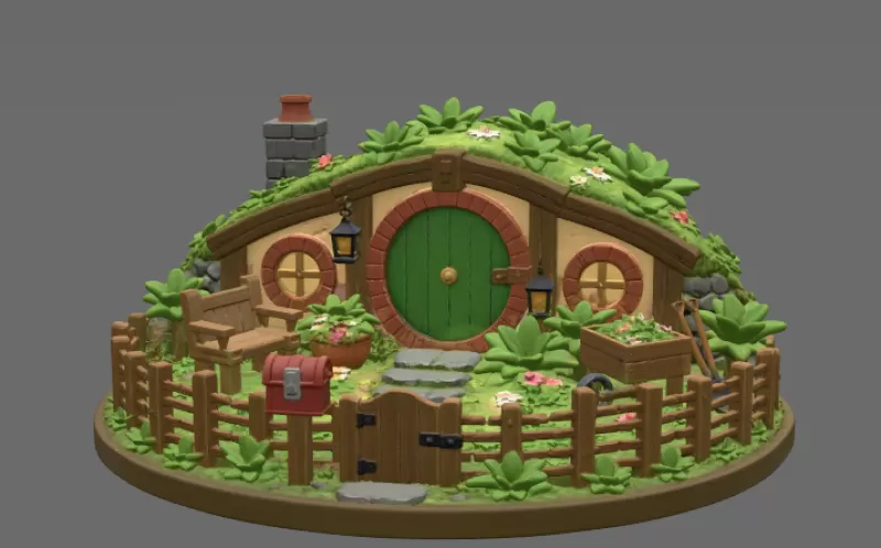Cozy Hobbit Garden Cottage STL File for 3D Print - Model preview 6