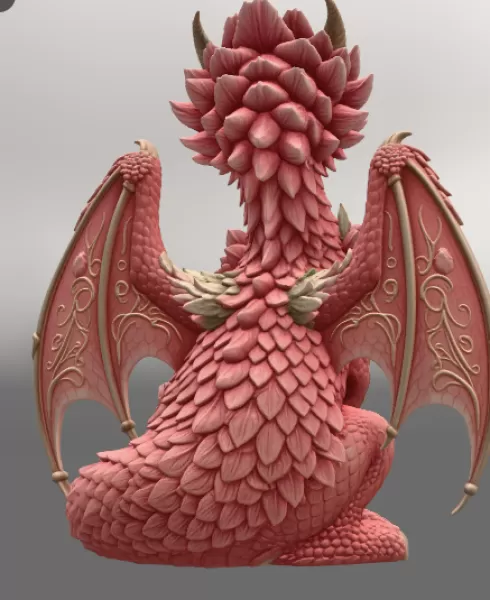 Rosé Bloom Dragon STL File for 3D Print - Model preview 12