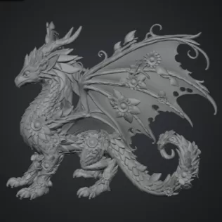 Sunflower Meadow Dragon STL File for 3D Print - Model thumbnail 12