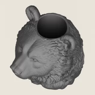 Bear Head Vase Print Ready 3D Model - Model thumbnail 2