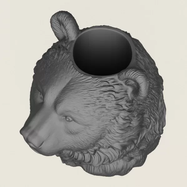 Bear Head Vase Print Ready 3D Model - Model preview 2