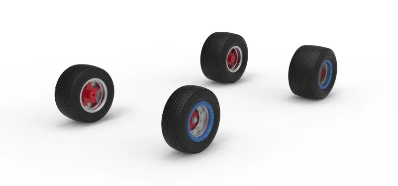 Wheel set of Northeast Dirt Modified stock car V6 Scale 1:25 - Model preview 2