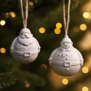 Santa & Snowman Ornament Set | 2 pcs Christmas Tree Decor - Model thumbnail 7