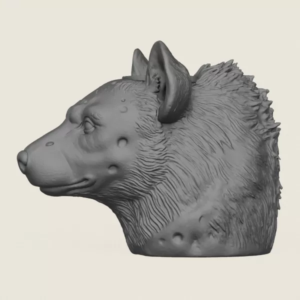 Hyena Face Vase Print Ready 3D Model - Model preview 4