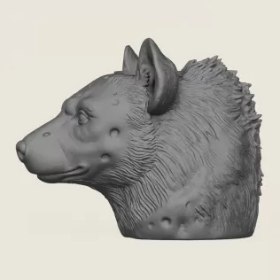 Hyena Face Vase Print Ready 3D Model - Model thumbnail 4