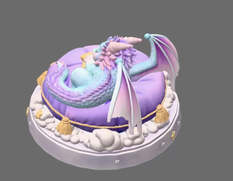 Sleeping Dream Dragon STL File 3D Print - Model preview 4