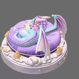 Sleeping Dream Dragon STL File 3D Print - Model thumbnail 4